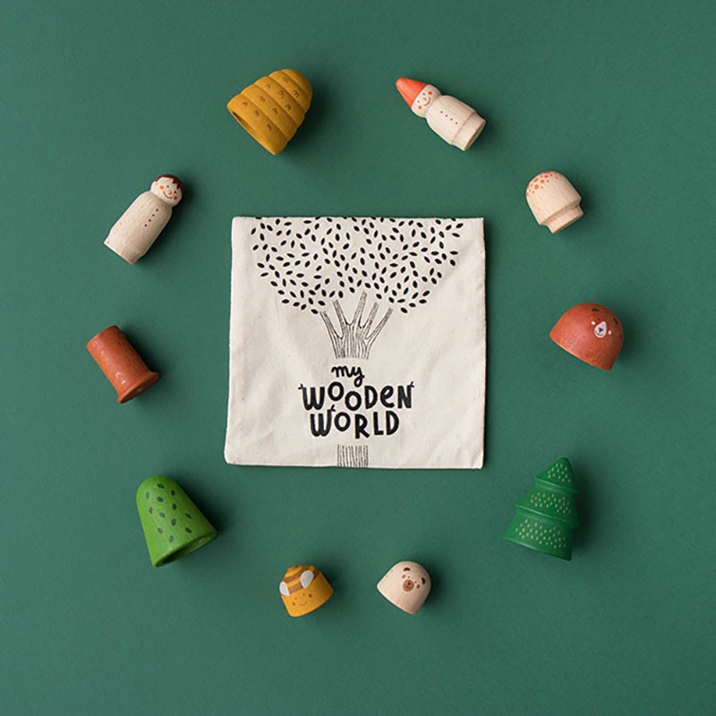 mini wooden world, symbolic play